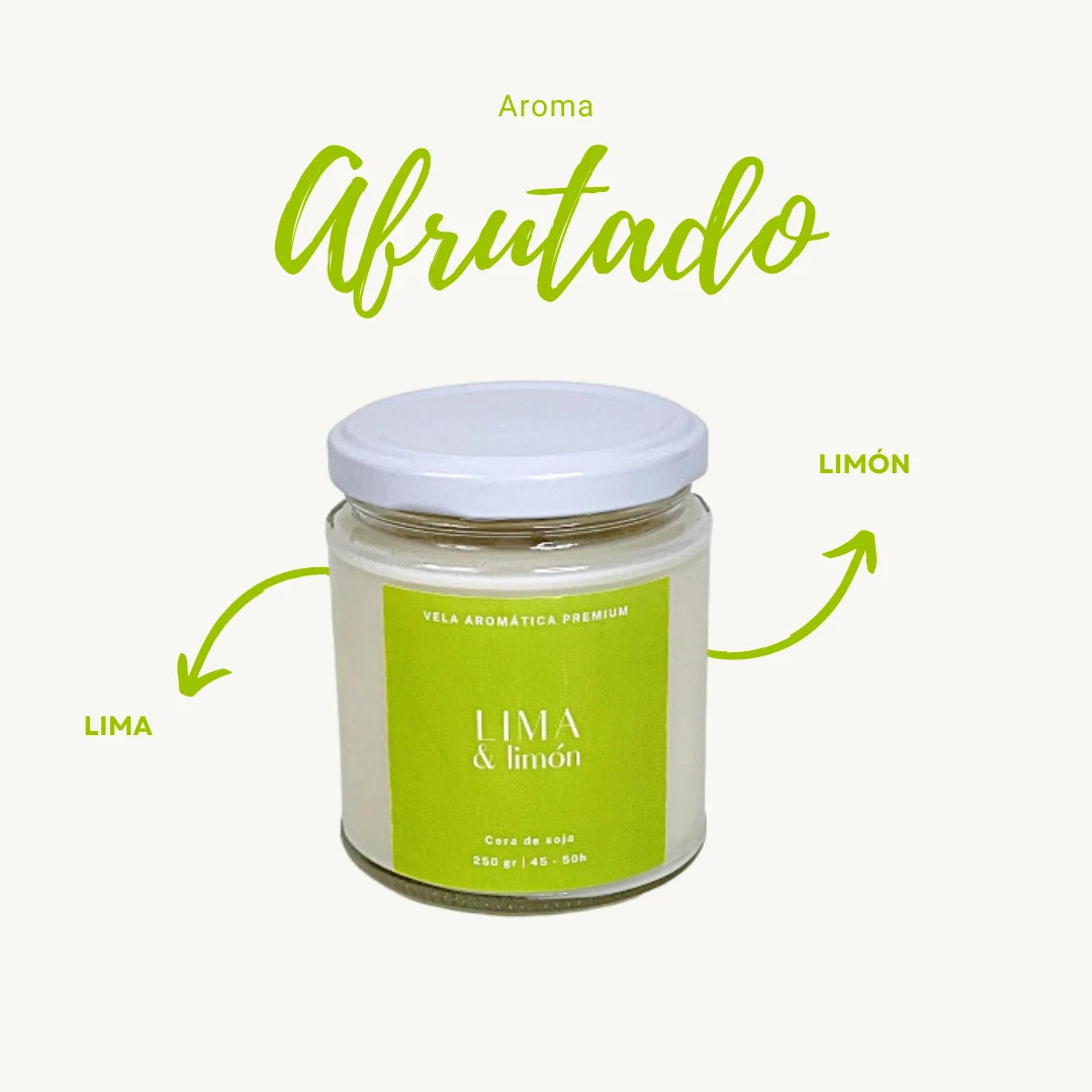 Vela aromática artesanal de lima y limón