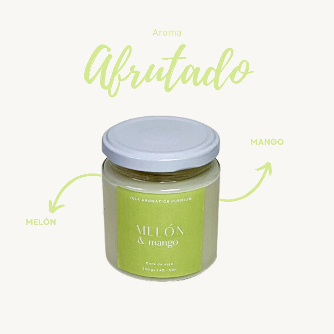 Vela aromática artesanal de melón y mango