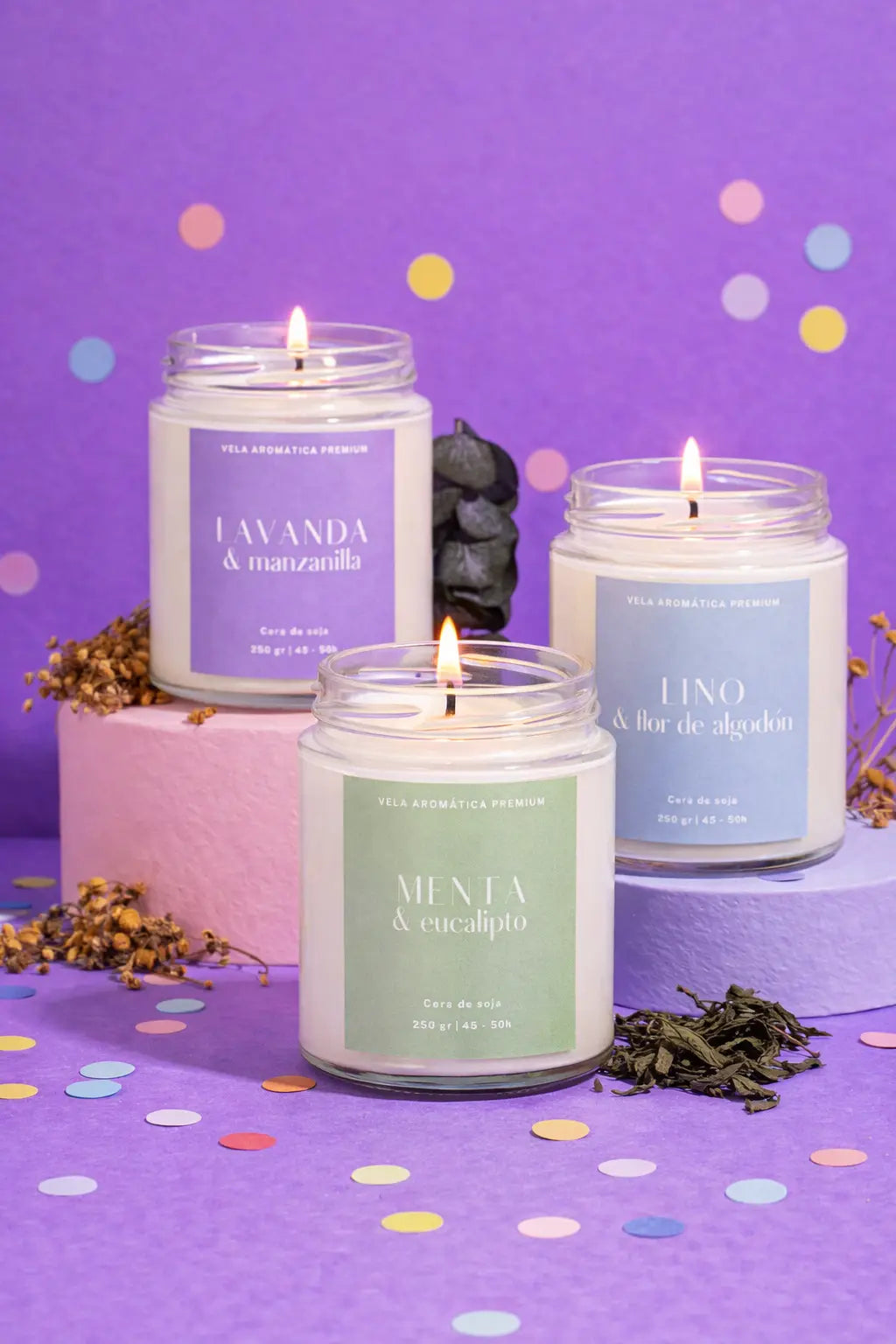 Pack herbal - fresco | 3 velas artesanales sin tóxicos