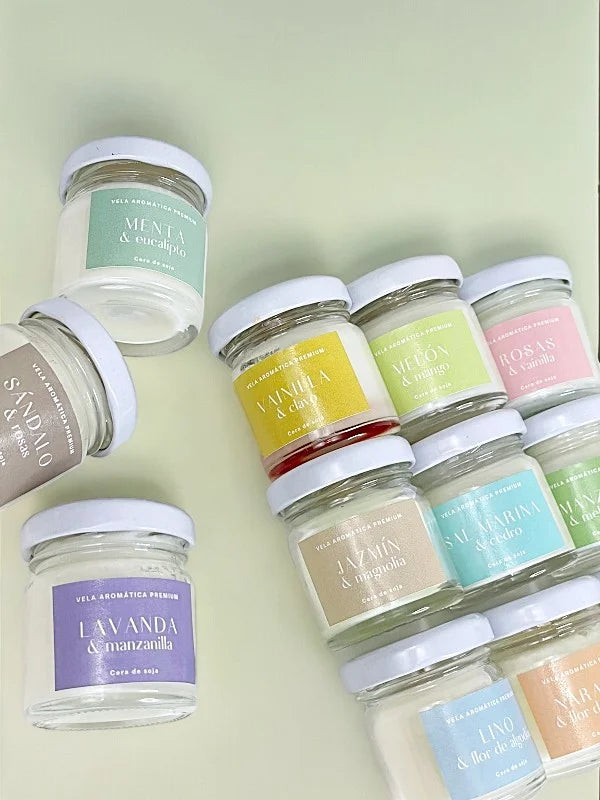 Pack 8 mini velas aromáticas artesanales